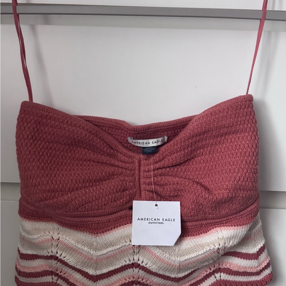 American Eagle Outfitters Pink Knit Cropped Tank